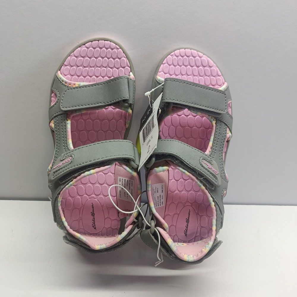 NWT Eddie Bauer Girls Size 2‎ Olympia Pink Gray Sandals